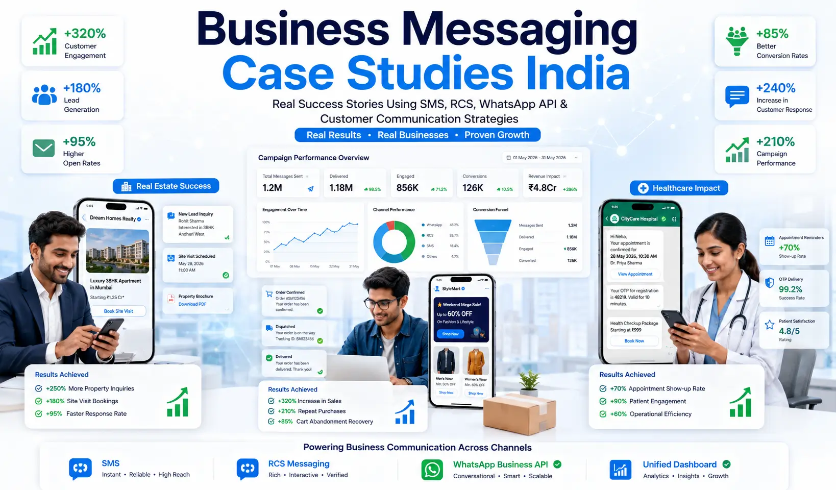 Real Business Messaging Results: Bulk SMS, OTP, RCS & WhatsApp Case Studies India 2026