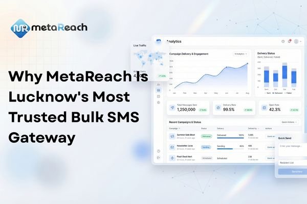 Bulk SMS service dashboard showing real-time delivery analytics and campaign statistics for a Lucknow business