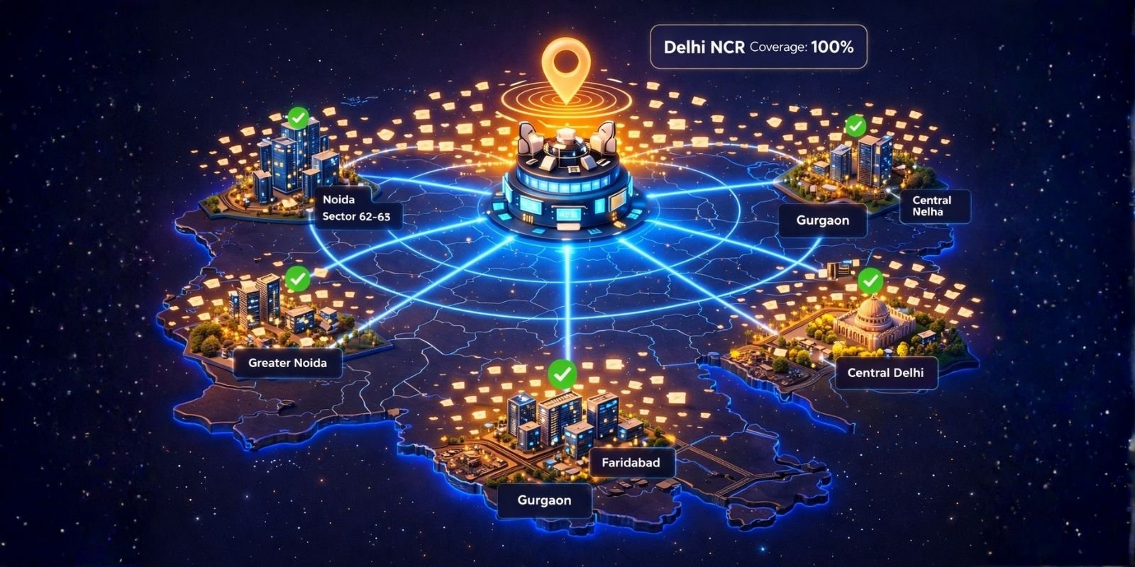 Bulk SMS service coverage map across Noida Greater Noida and Delhi NCR