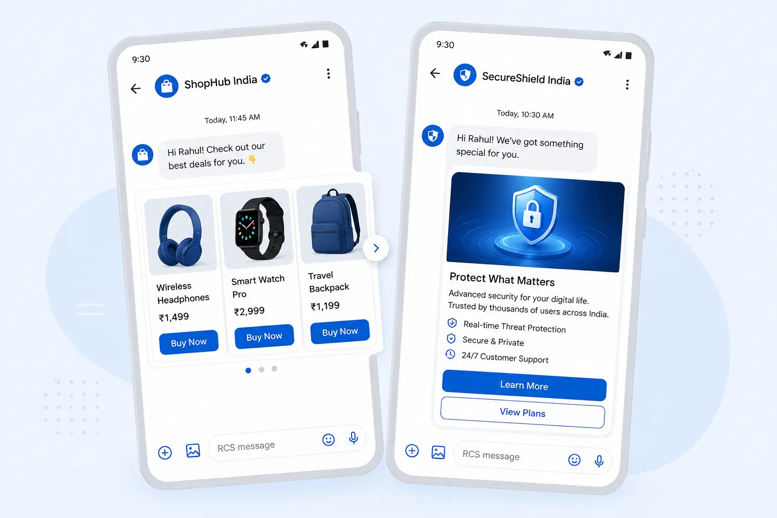 Google RCS Business Messaging Features — Rich Cards and Carousels India