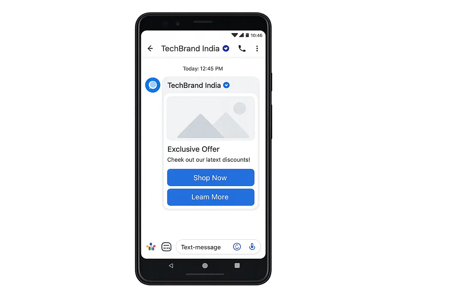 Google RCS Business Messaging India — Rich Card on Android Phone